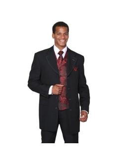 Milano Moda Single Breasted,Double Vent,High Fashion Suit with Matching Vest, Tie & Hankie 60Regular Tan