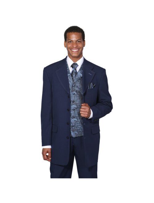 Milano Moda Single Breasted,Double Vent,High Fashion Suit with Matching Vest, Tie & Hankie 60Regular Tan