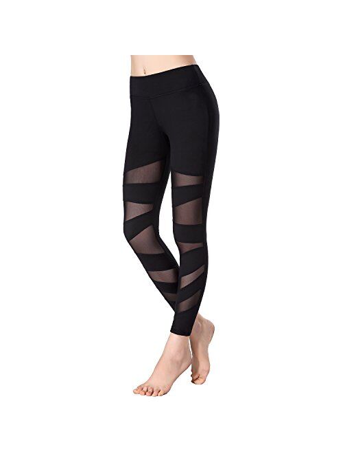 newlashua Women's Mesh Workout Leggings Active Gym Tights Sports Yoga Pants