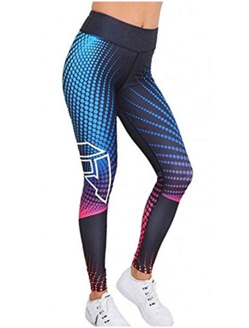 SEASUM Women 3D Printed Leggings Sports Gym Yoga Capri Workout High Waist Running Pants Causual Fitness Tights Dry Fit