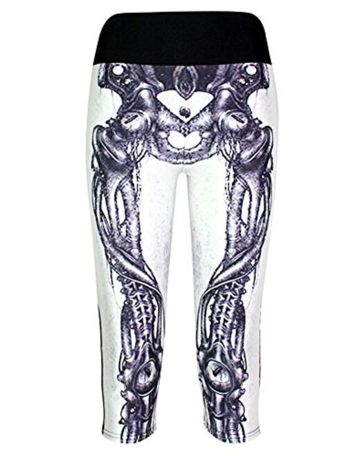 Sister Amy Women's 3D Digital Print Workout Running Capri Pants Crop Leggings