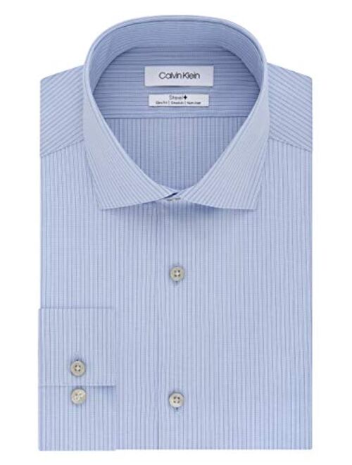 Calvin Klein Men's Dress Shirt Non Iron Slim Fit Stretch Stripe