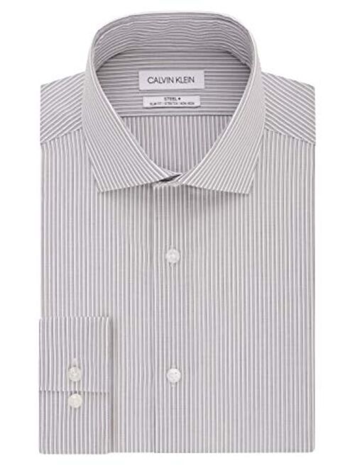 Calvin Klein Men's Dress Shirt Non Iron Slim Fit Stretch Stripe