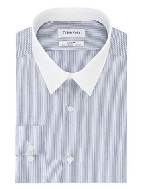 Calvin Klein Men's Dress Shirt Non Iron Slim Fit Stretch Stripe