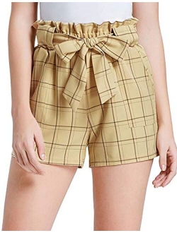 Women Bowknot Tie Waist Summer Casual Shorts with Pockets