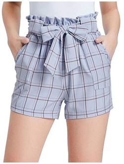 Women Bowknot Tie Waist Summer Casual Shorts with Pockets