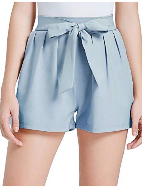 GRACE KARIN Women Bowknot Tie Waist Summer Casual Shorts with Pockets