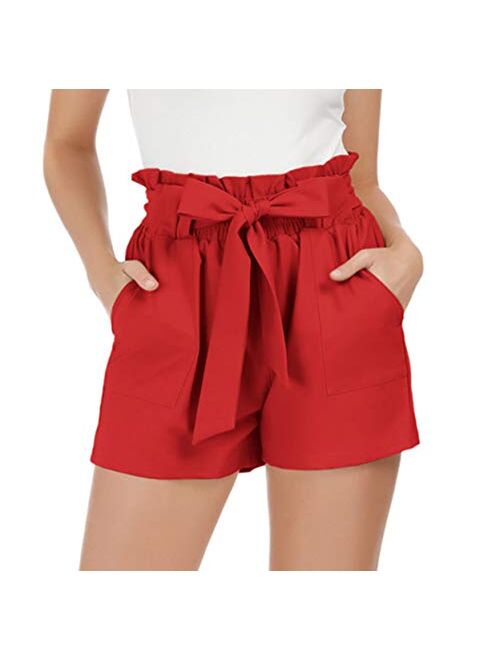 GRACE KARIN Women Bowknot Tie Waist Summer Casual Shorts with Pockets