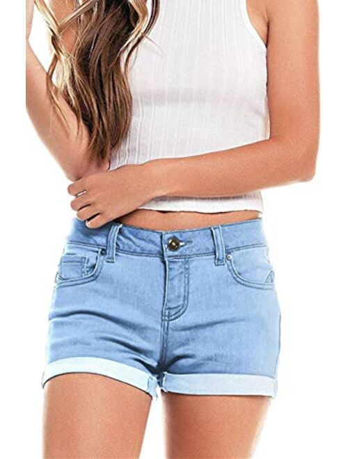 MODARANI Cut Off Denim Shorts for Women Frayed Distressed Jean Short Cute Mid Rise Ripped Hot Shorts Comfy Stretchy