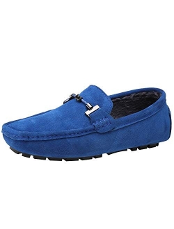 ANUFER Mens Elegant Buckle Loafers Comfort Suede Driving Shoes Stylish Moccasin Slippers