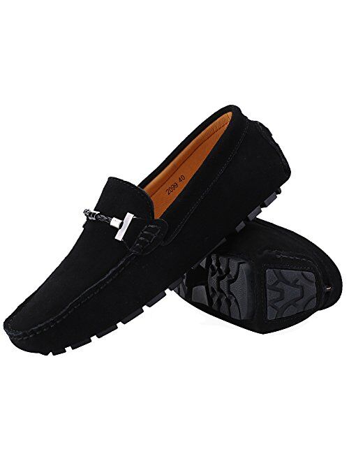  ANUFER Mens Elegant Buckle Loafers Comfort Suede Driving Shoes  Stylish Moccasin Slippers | Loafers & Slip-Ons