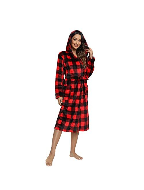 HEARTNICE Womens Fleece Robes, Soft Long Bathrobe, Thick Kimono Robes for Womens, House Coat