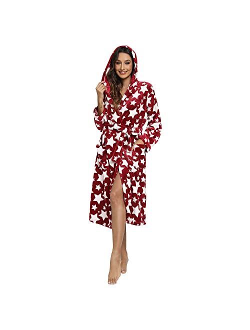 HEARTNICE Womens Fleece Robes, Soft Long Bathrobe, Thick Kimono Robes for Womens, House Coat