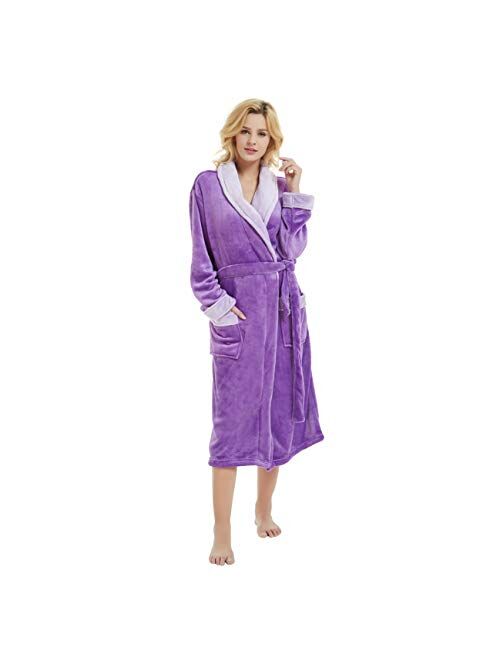 HEARTNICE Womens Fleece Robes, Soft Long Bathrobe, Thick Kimono Robes for Womens, House Coat