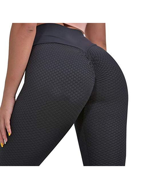 VNVNE Women's High Waisted Yoga Pants,Scrunch Butt Lifting Leggings Workout Gym Running Capri Pants