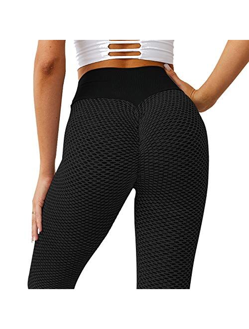 VNVNE Women's High Waisted Yoga Pants,Scrunch Butt Lifting Leggings Workout Gym Running Capri Pants