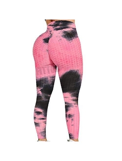 Women's High Waist Textured Workout Leggings Booty Scrunch Butt Lift Yoga Pants Slimming Ruched Tights