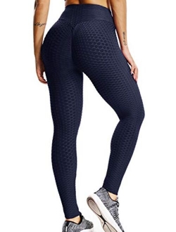 Women's High Waist Textured Workout Leggings Booty Scrunch Butt Lift Yoga Pants Slimming Ruched Tights