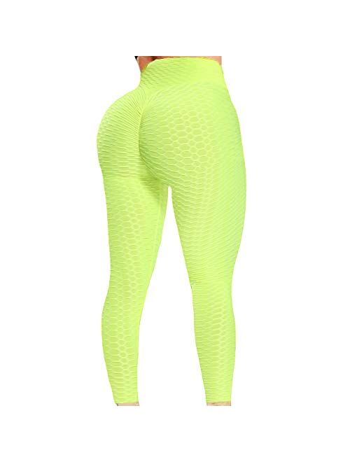 FITTOO Women's High Waist Textured Workout Leggings Booty Scrunch Butt Lift Yoga Pants Slimming Ruched Tights