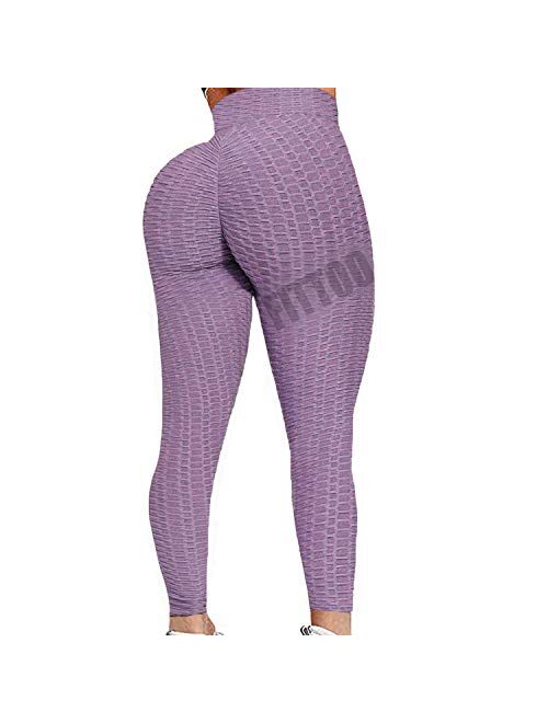 FITTOO Women's High Waist Textured Workout Leggings Booty Scrunch Butt Lift Yoga Pants Slimming Ruched Tights