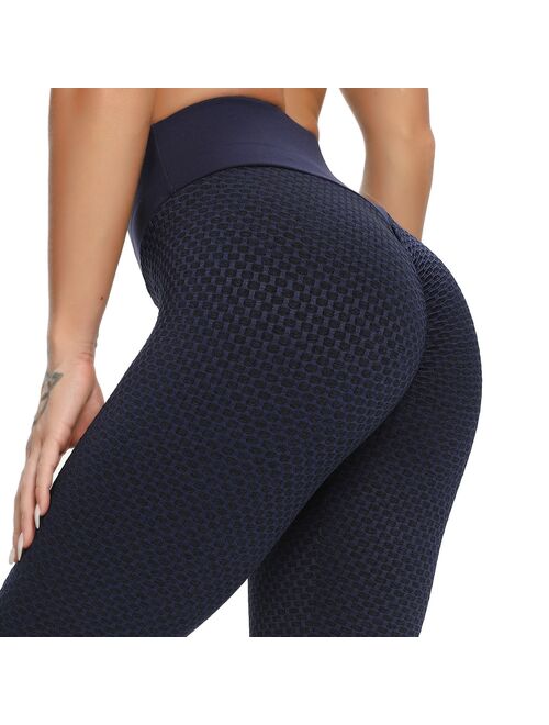 FITTOO Women's High Waist Yoga Pants Tummy Control Scrunched Booty Leggings Workout Running Butt Lift Textured Tights