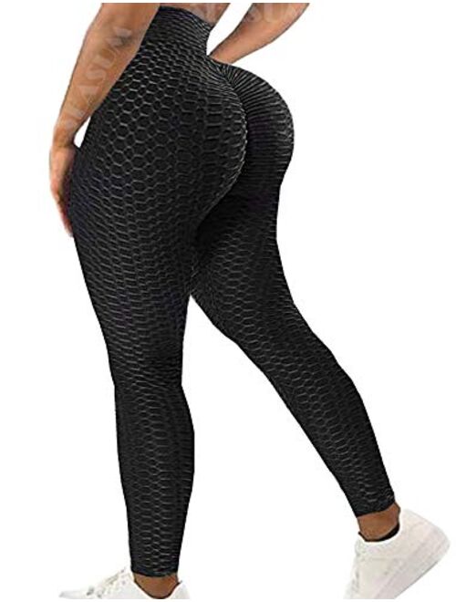Buy Seasum Womens Ribbed Yoga Active Leggings High Waist Workout Butt Push Up Pants Sports
