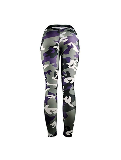 MURTIAL Women Tie-Dyed Print Scrunch Yoga Leggings, Stretch Butt Lifting Pants Sport Running Track Pants(Purple A,L)