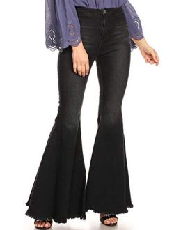 Anna-Kaci Women's Classic Retro High Waist Long Denim Bell Bottom Jeans