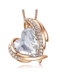 CDE 18K White/Rose Gold Birthstone Necklaces for Mother's Day Jewelry Gifts for Women, Heart Pendants