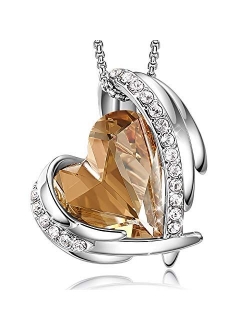 CDE 18K White/Rose Gold Birthstone Necklaces for Mother's Day Jewelry Gifts for Women, Heart Pendants