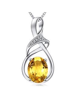 HXZZ Fine Jewelry Natural Gemstone Gifts for Women Sterling Silver Swiss Blue Topaz Amethyst Citrine Pendant Necklace