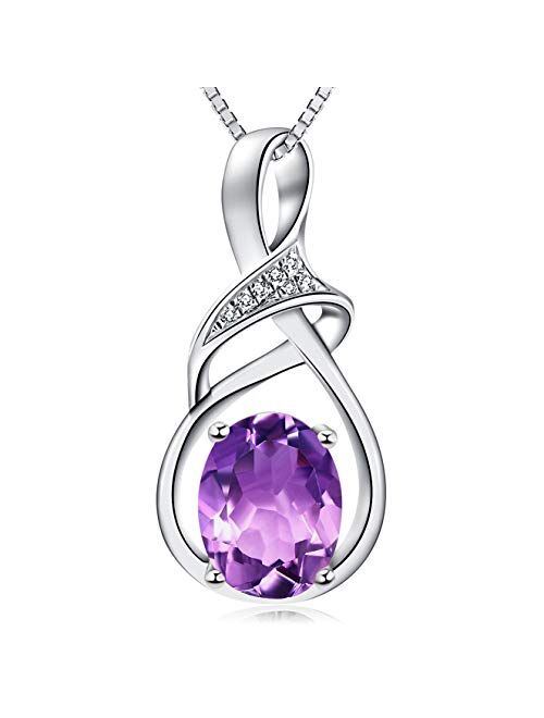 HXZZ Fine Jewelry Natural Gemstone Gifts for Women Sterling Silver Swiss Blue Topaz Amethyst Citrine Pendant Necklace