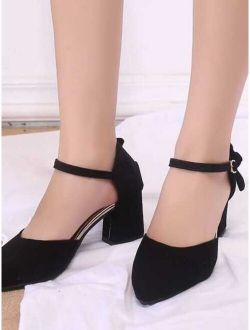 Ankle Strap Suede Chunky Heels