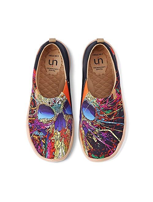 UIN Women's A Red Vival City Slip On Summer Spring Canvas Travel Fashion Sneaker Art Painted Shoes