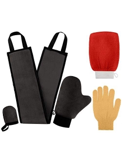 5 Pieces Self Applicator Set Tanning Mitt Applicator Kit Exfoliating Gloves Tanning Back Applicators Face Tanning Mitts