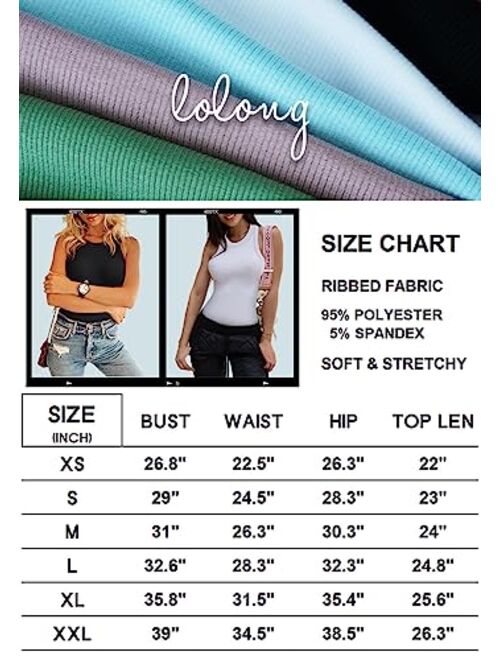 LOLONG Women Cotton Round Neck Ribbed Tank Basic Solid Top