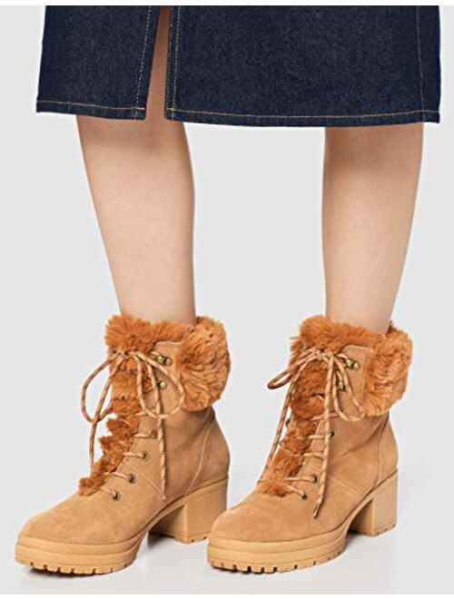 Amazon Brand - find. Mid Height Faux Fur Lace Up, Womens Ankle boots