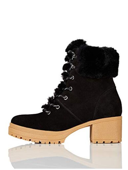 Amazon Brand - find. Mid Height Faux Fur Lace Up, Womens Ankle boots