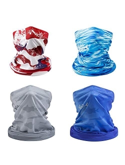 Bassdash UPF 50+ UV Protection Neck Gaiter Multi Scarf Sun Protector for Fishing Hunting Kayaking Hiking Cycling and Other Outdoor Activities, Pack of 4