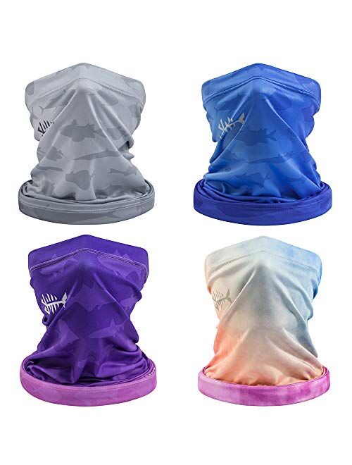 Bassdash UPF 50+ UV Protection Neck Gaiter Multi Scarf Sun Protector for Fishing Hunting Kayaking Hiking Cycling and Other Outdoor Activities, Pack of 4