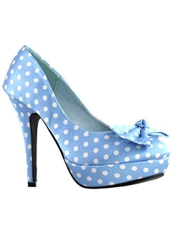 SHOW STORY Two Tone Spot Polka Dots Bow Stiletto Platform High Heel Pump,LF30406