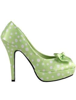 SHOW STORY Two Tone Spot Polka Dots Bow Stiletto Platform High Heel Pump,LF30406