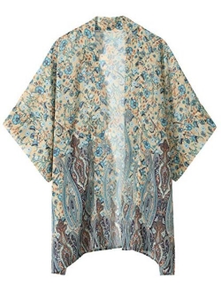 WEIYAN Women's Tops Loose Chiffon Kimono Cardigan Beach Swim Cover up Blouse