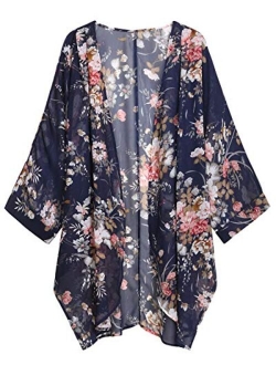 WEIYAN Women's Tops Loose Chiffon Kimono Cardigan Beach Swim Cover up Blouse