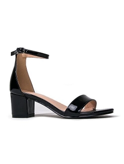 J. Adams Ankle Strap Kitten Heel - Adorable Low Block Heel - Daisy