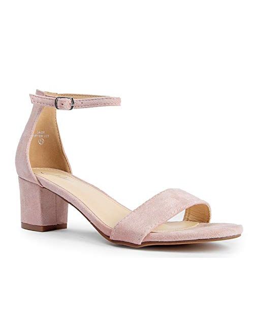 J. Adams Ankle Strap Kitten Heel - Adorable Low Block Heel - Daisy