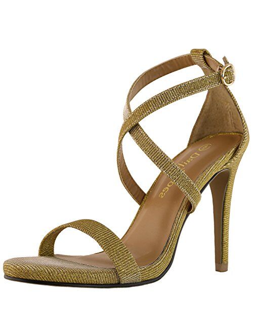 DailyShoes Women's High Heel Sandal Open Toe Ankle Buckle Cross Strap Platform Pump Evening Dress Casual Party Shoes