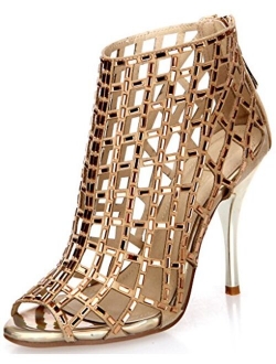 Littleboutique Women Embellished Cutout High Heel Bootie Rhinestone Sandal Heels Dress Sandals