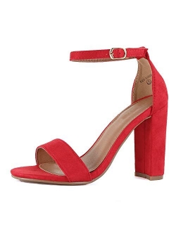 Guilty Shoes Guilty Heart | Womens Comfort Open Toe Ankle Strap Chunky Block High Heel | Sexy Dress Formal Party Sandal