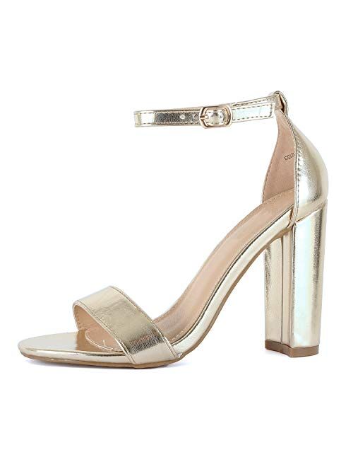 Guilty Shoes Guilty Heart | Womens Comfort Open Toe Ankle Strap Chunky Block High Heel | Sexy Dress Formal Party Sandal